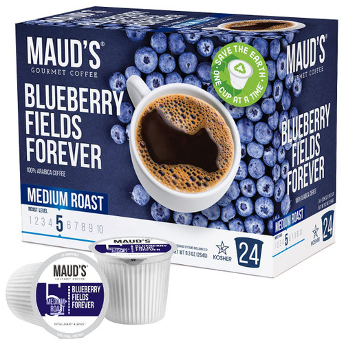 Maud's Blueberry Flavored Coffee Pods, 24 ct | Blueberry Fields Forever Flavor | 100% Arabica Medium Roast Coffee | Solar Energy Produced Recyclable Pods Compatible with Keurig K Cups Maker