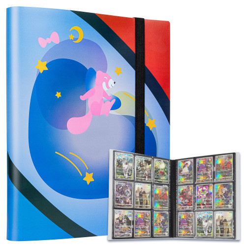 Homotte Trading Card Binder Compatible with Pokemon Cards, 9 Pockets Card Album Folder, 360 Ringless Side-Loading Game Cards Holder Book for TCG, Multicolor