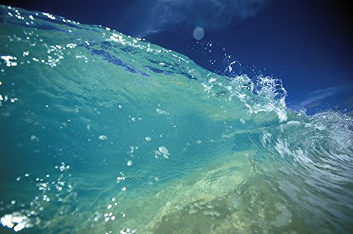 Posterazzi Hawaii Turquoise Breaking Wave Sand Visible Through Clear Water Blue Sky. Close-Up. Poster Print (17 x 11)