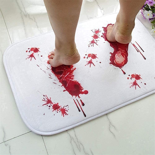 Halloween Bath Mat Footprint V1, Operazone Blood Bath Mat Prank Blood Rug Color Changing Bath Mat Changes Color When Wet Non-Slip Rug Halloween Decor for ShowerBathroom Gag Gift Mats 16x24 Inch