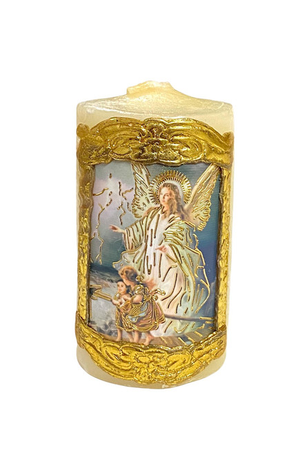 Guardian Angel Cirio Paschal Candle Prayer Angel de la Guarda Vela 3" x 1.75" Cirio Pascual