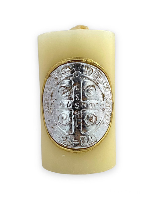 Gigi's Classy Kids St Benedict Cirio Paschal Candle Prayer San Benito Vela 3'' x 1.75'' Cirio Pascual