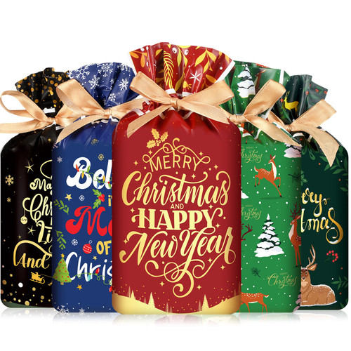 Funrous 50 Pcs Christmas Drawstring Goodie Bags Christmas Plastic Treat Candy Bags Bulk Merry Christmas Gift Bags for Xmas New Year Holiday Wedding Birthday Party Favor Supplies Funrous 50 Pcs Christmas Drawstring Goodie Bags Christmas Plastic Treat Candy Bags Bulk Merry Christmas Gift Bags for Xmas New Year Holiday Wedding Birthday Party Favor Supplies