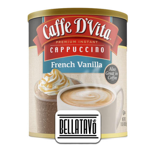 French Vanilla Cappuccino Mix Bundle. Includes One 1Lb Can of Caffe D'Vita French Vanilla Cappuccino and a BELLATAVO Fridge Magnet. Premium Cappuccino Mix For Hot Coffee, Cold or Blended Coffee.