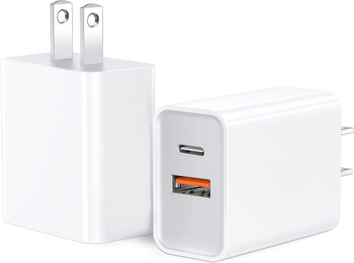 Fast Charger Block for IPhone 15,2Pack 20W Dual Port PD USB C Wall Plug Adapter + USB A Quick Charging Brick Charger Compatible with IPhone 15/15 Pro/15 Max/15 Plus/14/13/12/11/XS/XR/X,iPad and More