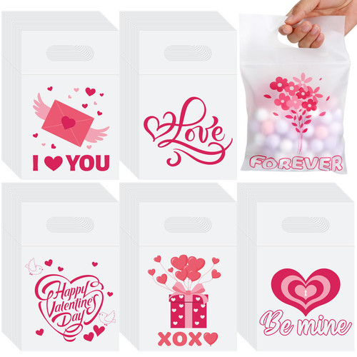 Engrowtic 120 Pcs Valentine's Day Treat Candy Bags Valentine's Day Goodie Gift Bag with Handles for Valentine Party Favor Supplies Engrowtic 120 Pcs Valentine's Day Treat Candy Bags Valentine's Day Goodie Gift Bag with Handles for Valentine Party Favor Supplies