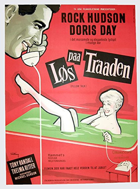 Posterazzi Pillow Talk (Aka Los Paa Traaden) Danish Rock Hudson Doris Day 1959 Movie Masterprint Poster Print, (11 x 17)