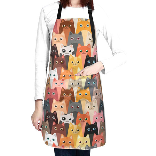 Cat Cute Aprons For Women With Pockets Bib Men Garden Apron Waterproof Adjustable Chef Aprons For Kitchen Cooking Baking Grilling Gardening Bbq