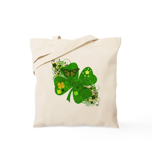 CafePress Lucky 4 Leaf Clover Irish Tote Bag Canvas Tote Shopping Bag