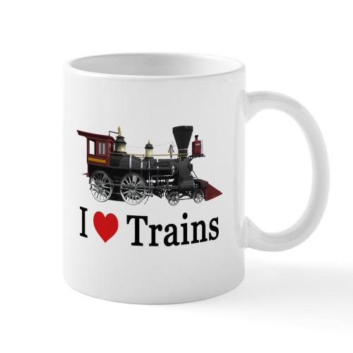 CafePress I LOVE TRAINS Mug 11 oz (325 ml) Ceramic Coffee Mug