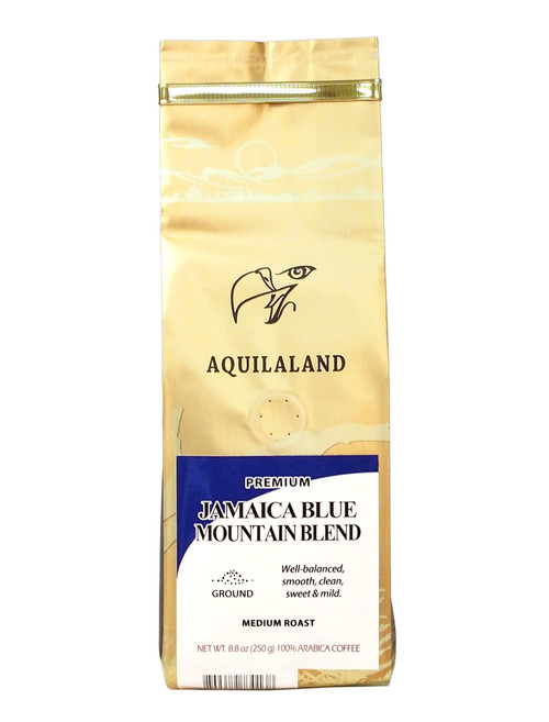 Aquilaland Jamaica Blue Mountain, Premium Blend, Medium Roast, 8.8 Ounce Bag (Ground Coffee)