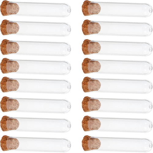 50pcs Plastic Test Tube Liquids containers PRP Tubes Glass Test Tubes Sampling vials Liquid Storage Tube Transparent Vial Test Tubes with lids Clear Bottles with hat Cork