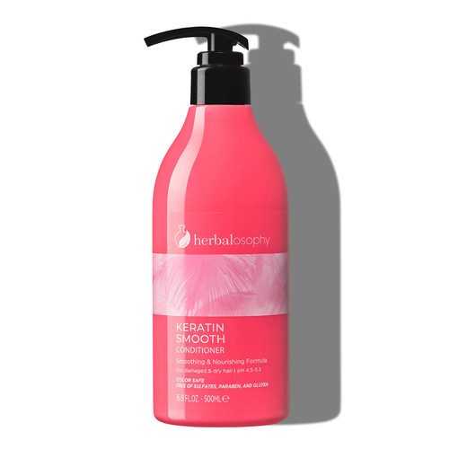 16.9 Fl Oz Keratin Conditioner, Smoothing, Nourishing & Moisturizing Formula for Damaged and Dry Hair, Extra Strength Hydrate & Repair for Color Treated Hair, Anti Frizz, Free of Sulfate, Parabens and Gluten