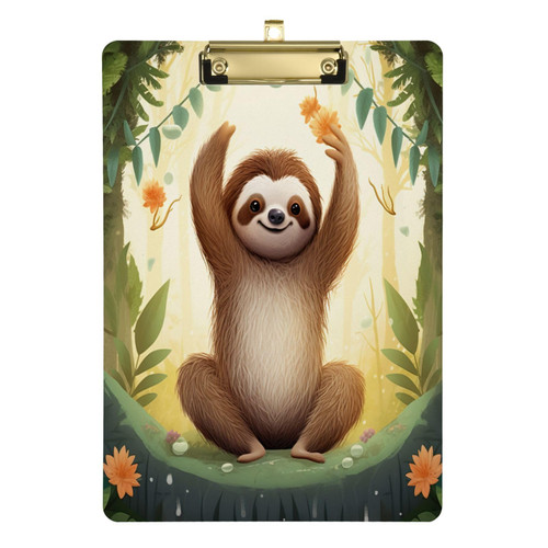 xigua Cute Sloth Clipboard Cute Design Letter Size Clipboard A4 Standard Size 9 x 12.5 Inch with Low Profile Metal Clip for Students, Classroom, Office, Women, Kids