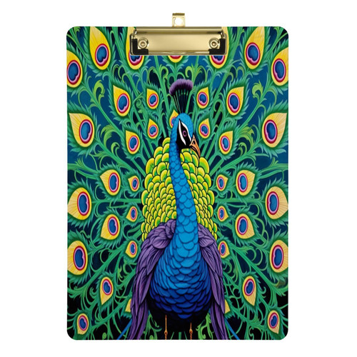 xigua Cute Peacock Clipboard Cute Design Letter Size Clipboard A4 Standard Size 9 x 12.5 Inch with Low Profile Metal Clip for Students, Classroom, Office, Women, Kids