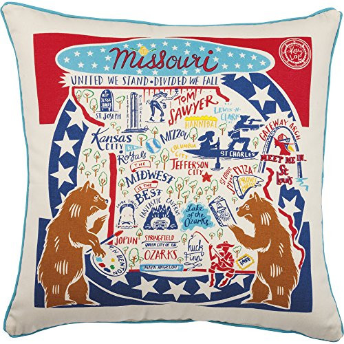 Primitives by Kathy Home Missouri State Cotton Decorative Throw Pillow, 20-Inch Square,