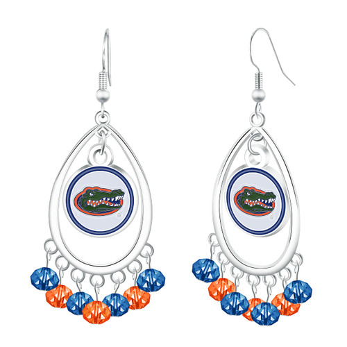 Match-Up Promotions NCAA Florida Gators Beaded Teardrop Dangle Earrings,Silver