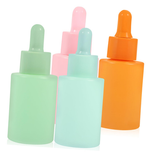 VILLFUL 4pcs Dropper Bottle Essential Oil Bottle Pippets Dropper 30ml Dropper Bottle Essential Oil Container Vial Packing Dropper Essential Oil Jar Travel Pipette Silica Gel Leakproof