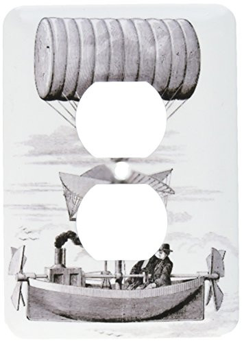 3dRose lsp_80332_6 Air Ship Drawing Steampunk Style 2 Plug Outlet Cover