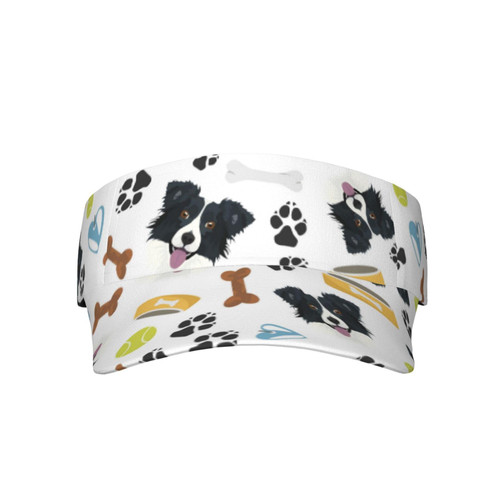 Sports Sun Visor Hats Smiling Dog Border Collie Park Ball Caps Golf Tennis Baseball Sun Cap Hat for Women Men