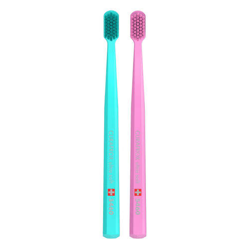 Curaprox CS 5460 Ultra-Soft Blue and Pink Battery Powered Toothbrush for Adults, Different Days Special Edition, Pack of 2