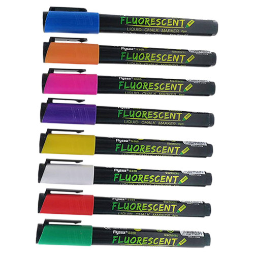 VILLCASE 8pcs Liquid Light Pens Chalk Markers Pens Car Window Markers Chalk Board Markers Glow in The Dark Markers Washable Paints Liquid Chalk Pens Fluorescent Chalk Erasable Plastic
