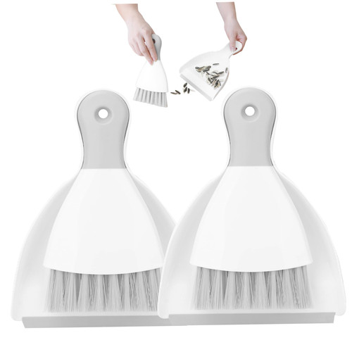 heiheiyo Small Broom and Dustpan Set 2PCS/Set Mini Handheld Dust Pan Set Portable Cleaning Brush and Dustpan Combo with Bamboo Handle for Home