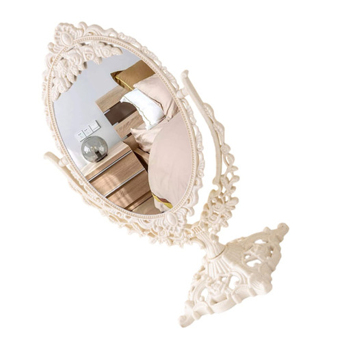 Beatifufu Vanity Mirror Desktop Vanity Mirror Royal Carved Mirror Vanity Stand Mirrorr Tabletop Vanity Makeup Mirror Desktop Desk Adjustable Vanity Stool Rotation Vanity Mirror Table Mirrors