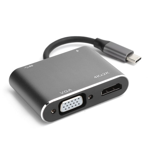 USB C HD Converter, Type C to HD Multimedia Interface VGA USB3.0 Docking Station, 4in 1 4K USB C Plug Play Converter for Computer, Laptop