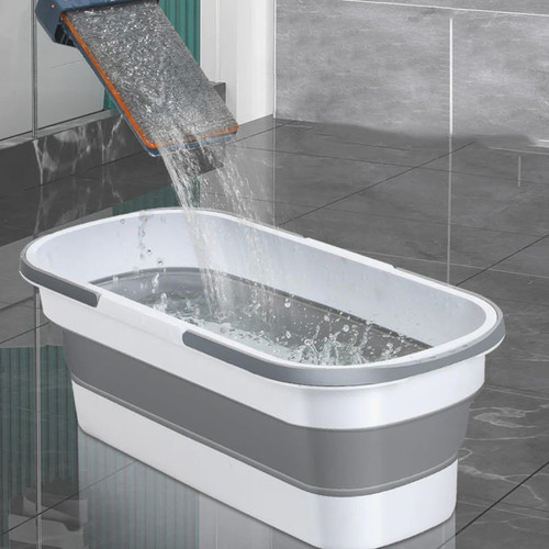 Collapsible Bucket Collapsible Mop Bucket Folding Collapsible Mop Bucket with Wheels 2 Handles | Multi-Purpose Rectangular Cleaning Bucket, 3.17 Gallon Wash Bucket for Cleaning Mop
