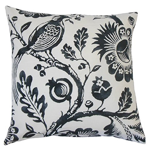 The Pillow Collection Indivar Floral Bedding Sham Black White Standard/20 x 26"