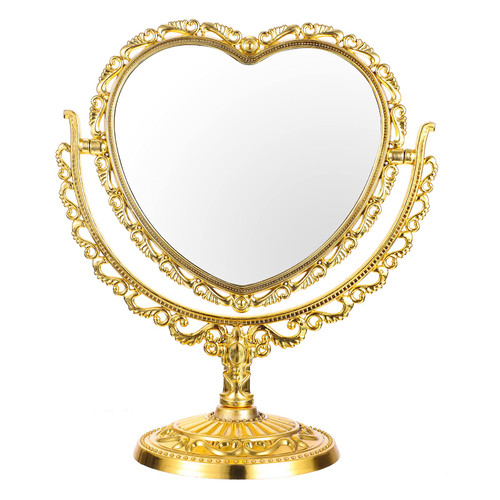 double side mirror vanity mirror Small Mirror Bedroom Mirror rotatable dresser mirror makeup Rotatable Vanity Mirror Heart table mirror double sided plastic frame mirror to rotate