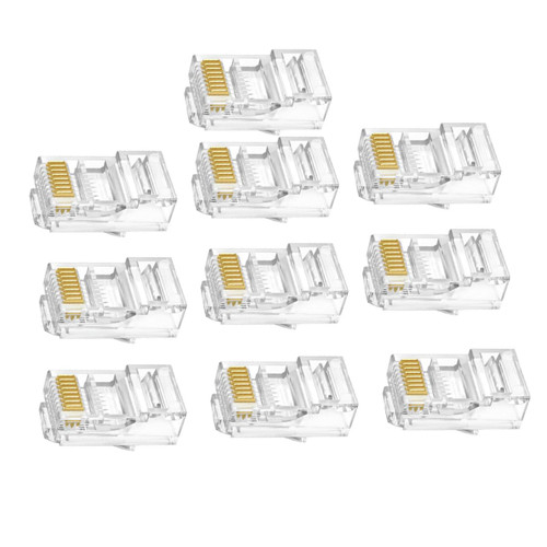 Mikikit 100 Pcs Ethernet Cable Crimp Connectors Ethernet Connector Cat6 Cable Connectors Router Network Cable