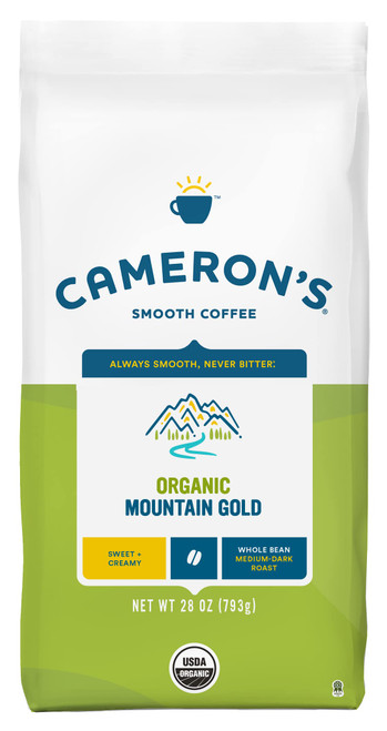 Cameron's Coffee Roasted Whole Bean Coffee, Organic Mountain Gold, 28 Ounce, (Pack of 1)