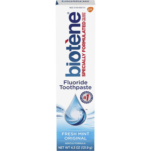 Biotene Fluoride Toothpaste, Original Fresh Mint, Gentle Formula, 4.3 Ounces (121.9g)