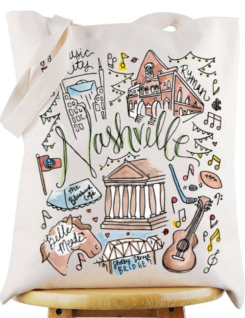 WZMPA Nashville Tennessee Travel Tote Bag Nashville Souvenir Gift Nashville Trip Reusable Grocery Bags (Nashville Tote) WZMPA Nashville Tennessee Travel Tote Bag Nashville Souvenir Gift Nashville Trip Reusable Grocery Bags (Nashville Tote)