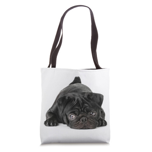 Cute Black Pug Puppy Portrait Beautiful Dog Love Pug Mom Dad Tote Bag Cute Black Pug Puppy Portrait Beautiful Dog Love Pug Mom Dad Tote Bag