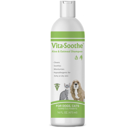Pet Health Solutions Vita-Soothe Aloe & Oatmeal Shampoo, Soothes, Moisturizes, Hypoallergenic for Itchy or Dry Skin for Ferrets, Rabbits, Dogs & Cats, 16 oz