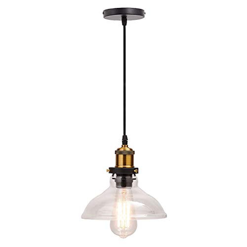 Ganeed Industrial Edison Vintage Style 1-Light Pendant Clear Glass Hanging Light Fixture Foyer Dining Farmhouse Pendant Lighting