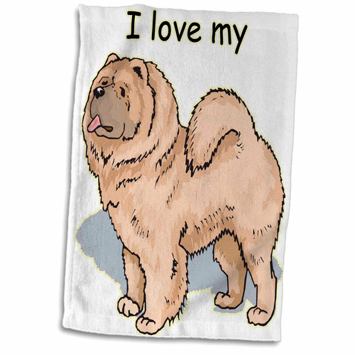 3dRose Cute and Cuddly Canine I Love My Chow Chow - Towels (twl-129030-1)