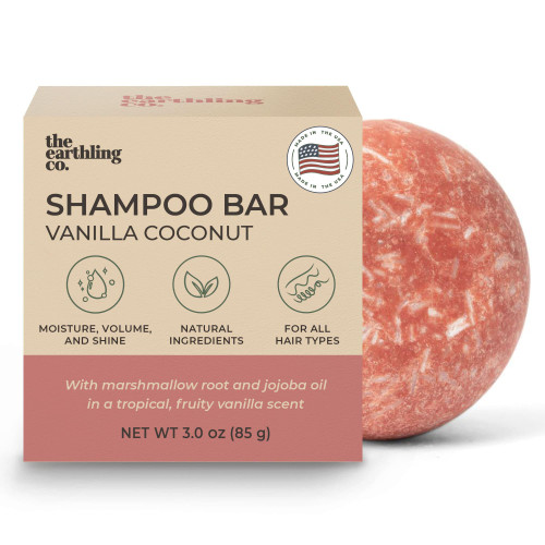 The Earthling Co. Shampoo Bar - Promote Hair Growth, Strengthen & Volumize All Hair Types - Paraben & Sulfate Free formula with Natural, Vegan Ingredients for Dry Hair (Vanilla Coconut, 3 oz) The Earthling Co. Shampoo Bar - Promote Hair Growth, Strengthen & Volumize All Hair Types - Paraben & Sulfate Free formula with Natural, Vegan Ingredients for Dry Hair (Vanilla Coconut, 3 oz)