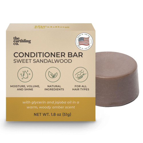 The Earthling Co. Conditioner Bar - Promote Hair Growth, Strengthen & Moisturize All Hair Types - Paraben & Sulfate Free formula with Natural Ingredients for Dry Hair (Sweet Sandalwood, 1.8 oz) The Earthling Co. Conditioner Bar - Promote Hair Growth, Strengthen & Moisturize All Hair Types - Paraben & Sulfate Free formula with Natural Ingredients for Dry Hair (Sweet Sandalwood, 1.8 oz)