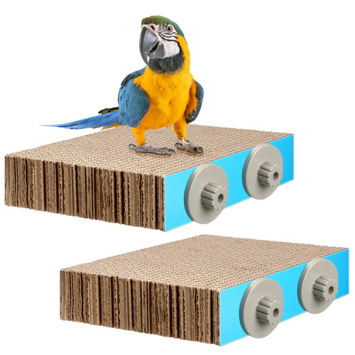 Skyygemm 2 Pieces Bird Chew Toy Parrot Cage Perch Cardboard Platform Bird Paw Grinding Stand Parrot Cage Playground for Macaws, Small Parakeets, Conures, Budgies, Finches Conure Cockatiel (Medium)