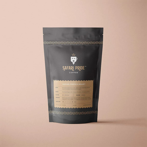 Safari Pride Coffee | French Blended Roast Coffee | Smooth Dark Roast with Smoky Chocolate Spicy Notes | Gourmet Sustainable Direct Trade African Coffee |12oz Bag | Ground