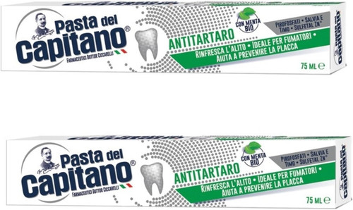 Pasta del Capitano Anti-Tartar Toothpaste 75ml * 2.5 Fluid Ounces (75ml) Tubes, pack of 2 Pasta del Capitano Anti-Tartar Toothpaste 75ml * 2.5 Fluid Ounces (75ml) Tubes, pack of 2