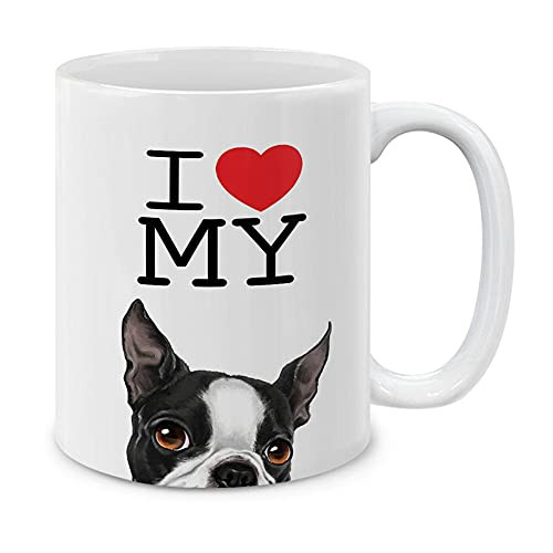 MUGBREW I Love My Boston Terrier Dog Ceramic Coffee Mug Tea Cup, 11 OZ MUGBREW I Love My Boston Terrier Dog Ceramic Coffee Mug Tea Cup, 11 OZ