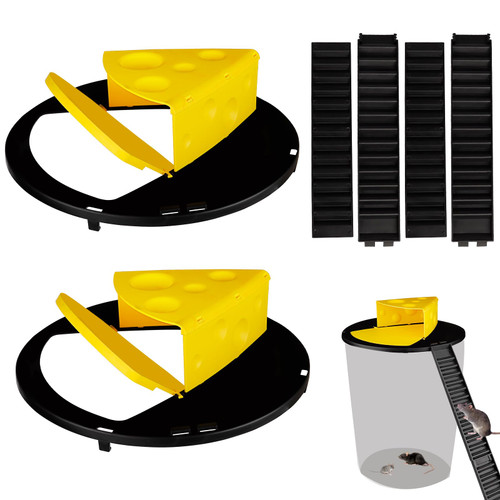 Mouse Trap Bucket,Bucket Lid Mouse Rat Trap, Reusable Humane Mouse Traps for Indoor Outdoor?Automatic Reset Bucket Lid Mouse Trap?5 Gallon Bucket Compatible?2 Pack?