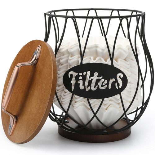 MOSROAD Rustic Coffee Filter Holder with Lid, Large Coffee Filter Container Basket for Counter, Coffee Pods Storage Organizer Canister for Coffee Bar Accessories MOSROAD Rustic Coffee Filter Holder with Lid, Large Coffee Filter Container Basket for Counter, Coffee Pods Storage Organizer Canister for Coffee Bar Accessories