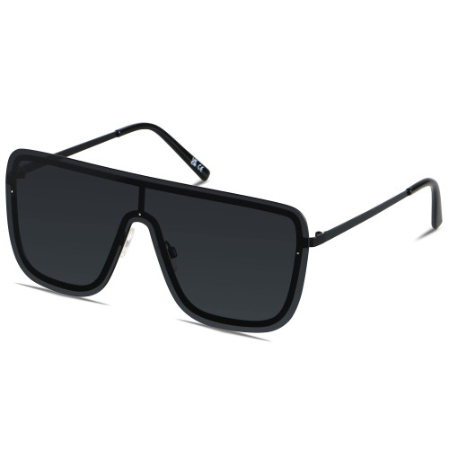 LYZOIT Rimless Oversized Square Sunglasses for Women Men Polarized Flat Top Shield Frameless Sun Glasses Big Black Shades