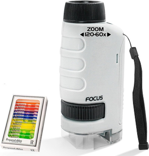 Kids Microscope,Microscopes for Kids Ages 8-12,Microscope for Kids,Mini Microscope for Kids,Mini Labsters Portable Microscope Pocket Microscope (While)